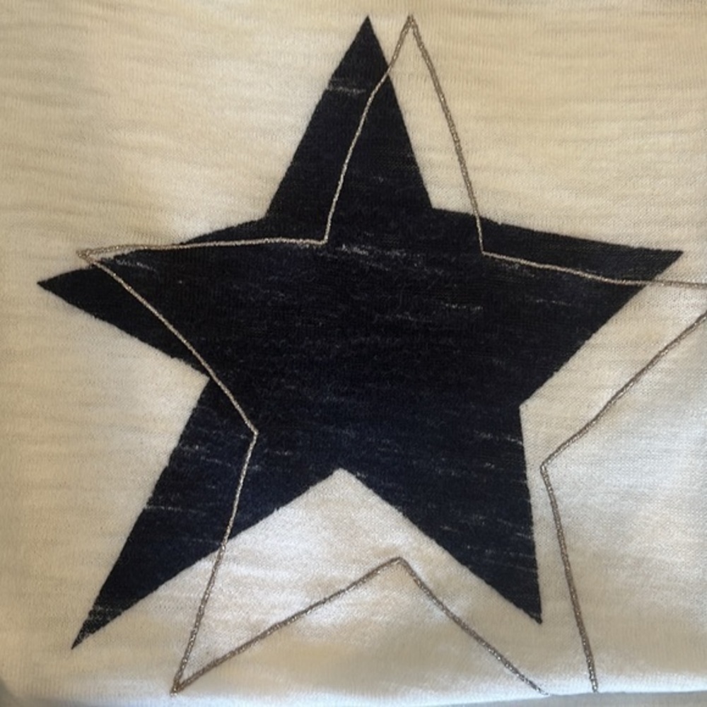 360 sweater white sleeveless t-shirt with blue and foil silver star size XS - Picture 4 of 5